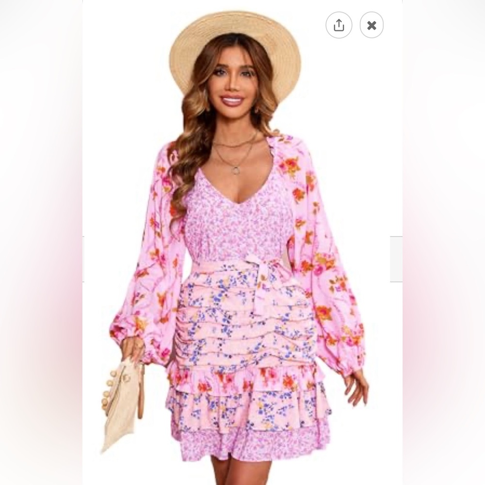 Floral Pink Mini Dress